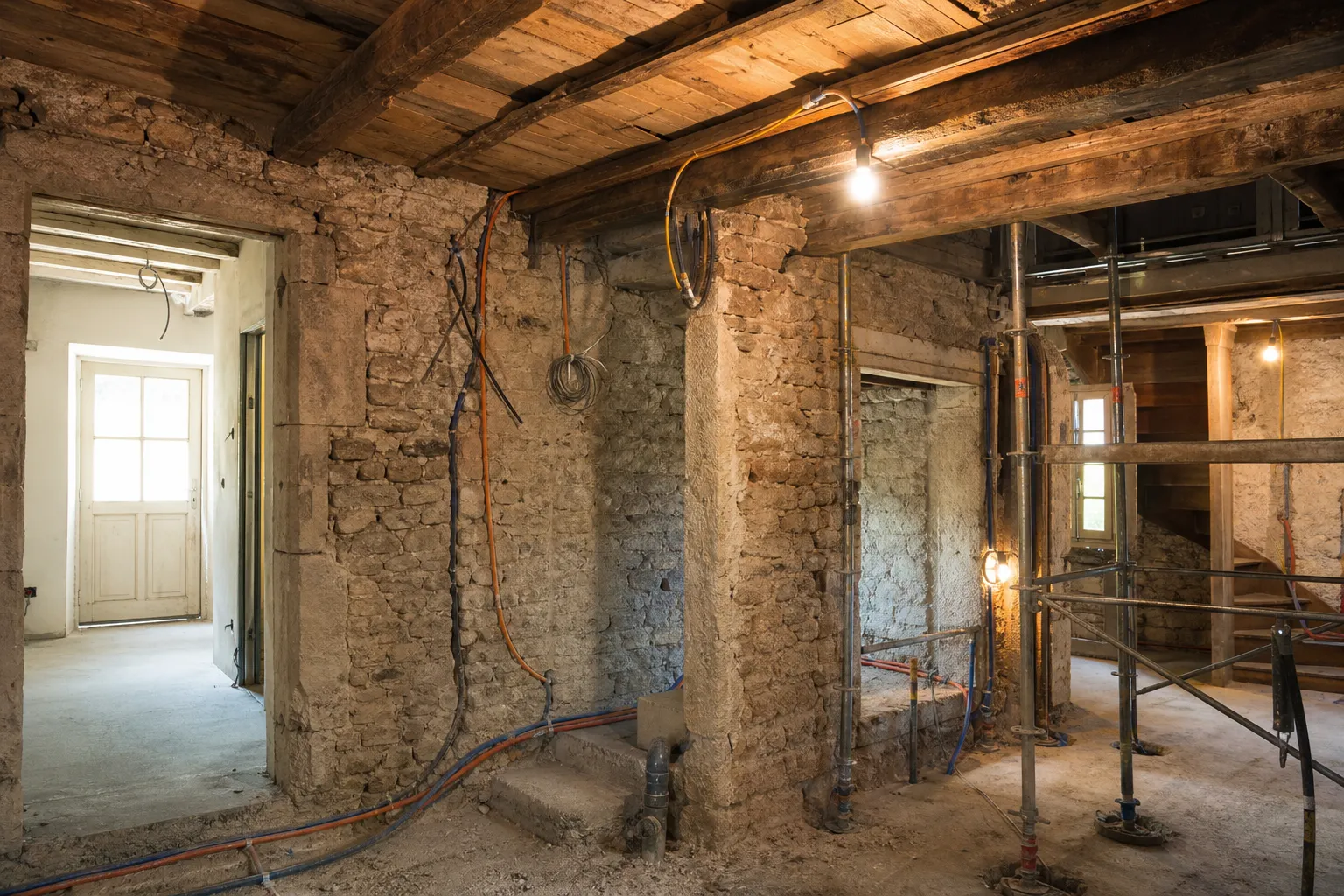 Chantier de rénovation dans une maison ancienne