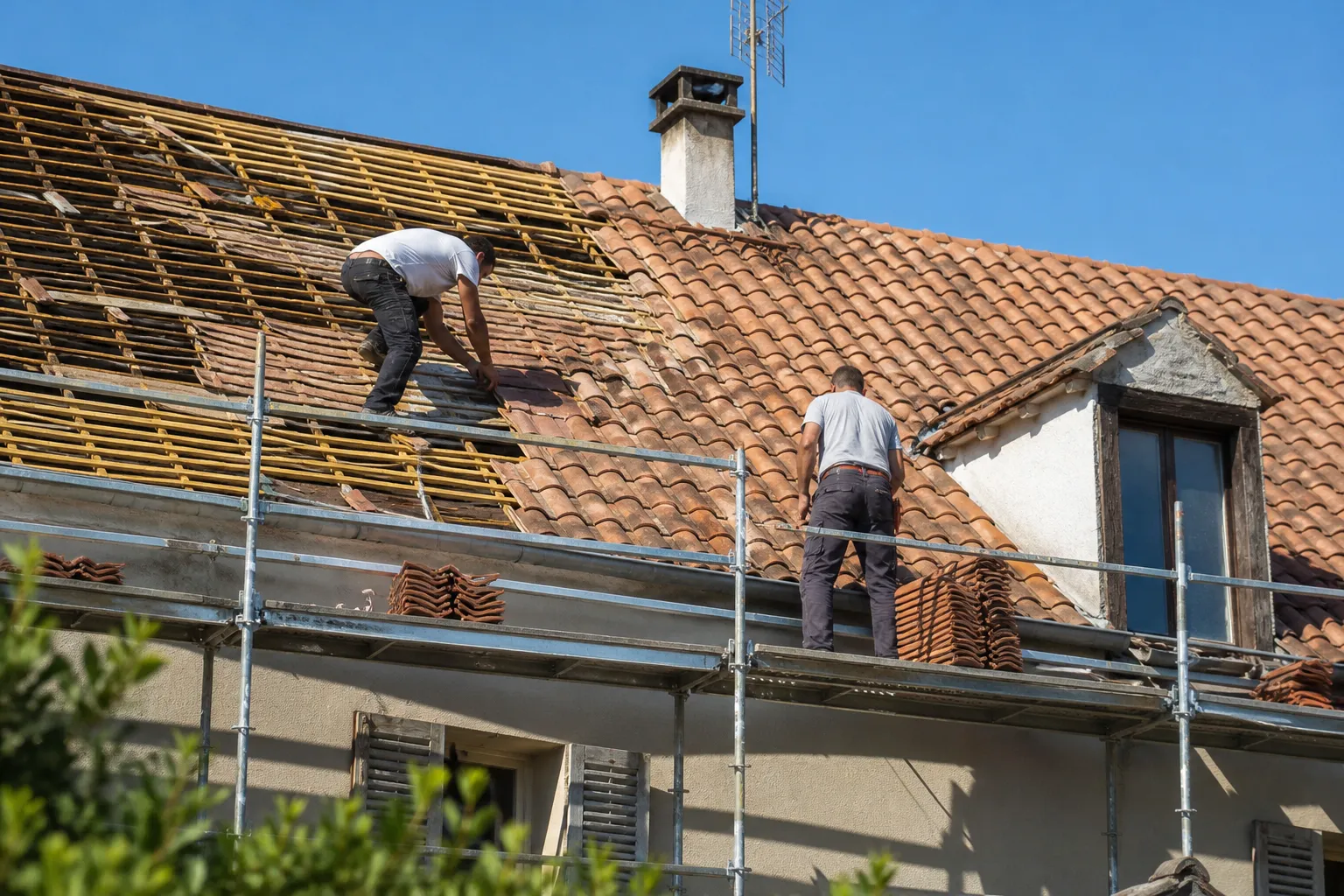 Travaux de réfection de toiture réalisés avant une vente