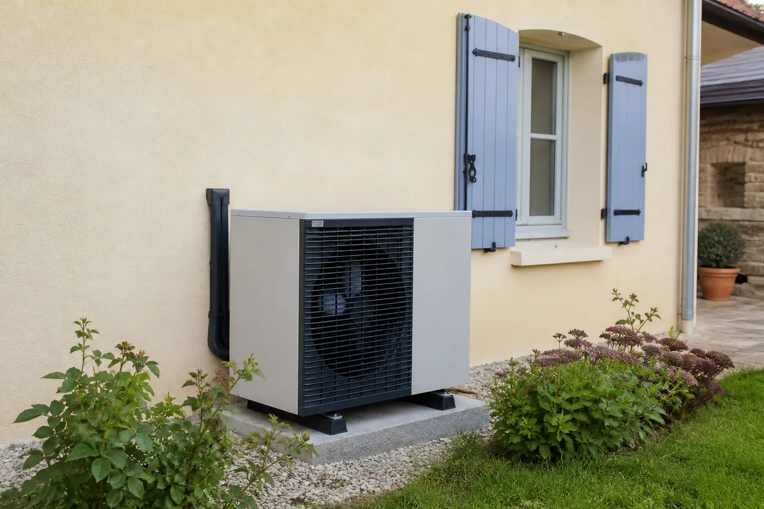Pompe à chaleur air eau à l'extérieur d'une maison