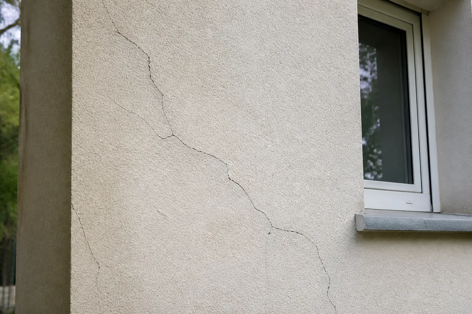 Fissures sur la façade d’une maison individuelle