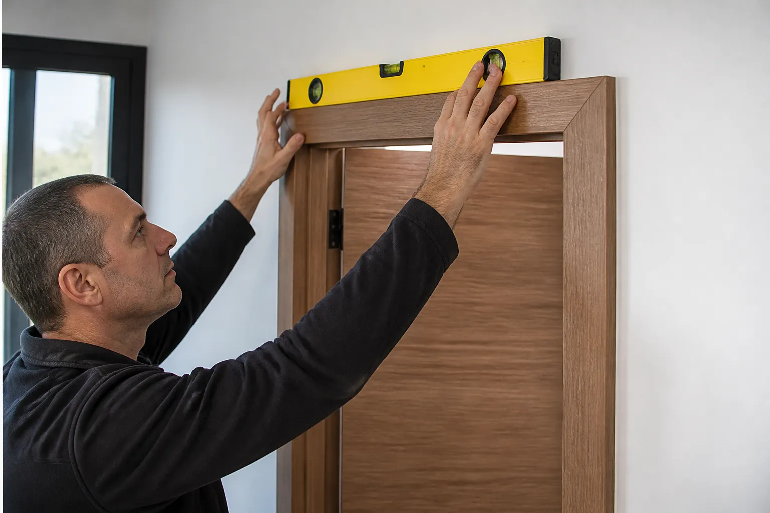 Porte intérieure dont le jeu est contrôlé par un expert en bâtiment