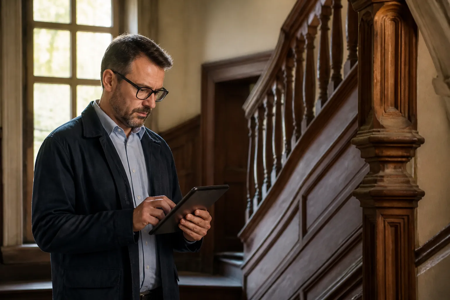 Expert relevant des mesures dans une cage d’escalier
