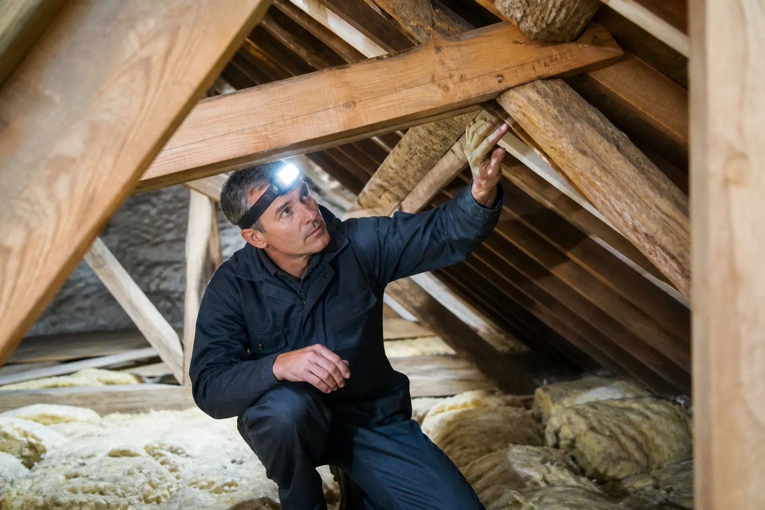 Expert examinant des combles et une charpente