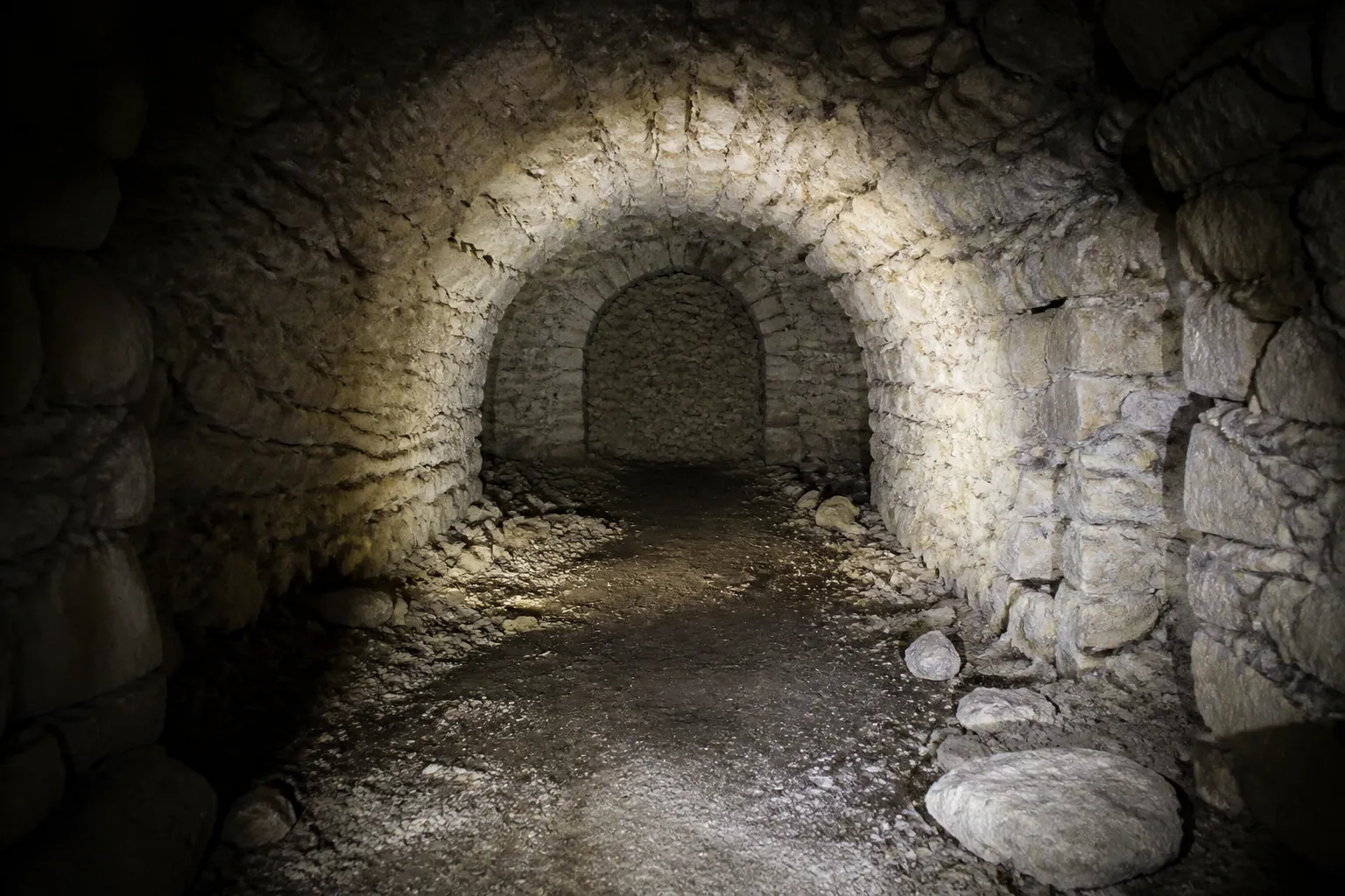 Cave voûtée ancienne avec accès condamné