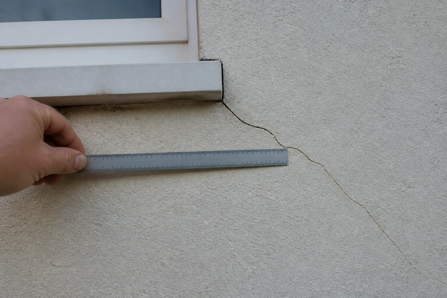 Fissure sur l’angle d’une maison individuelle enduite