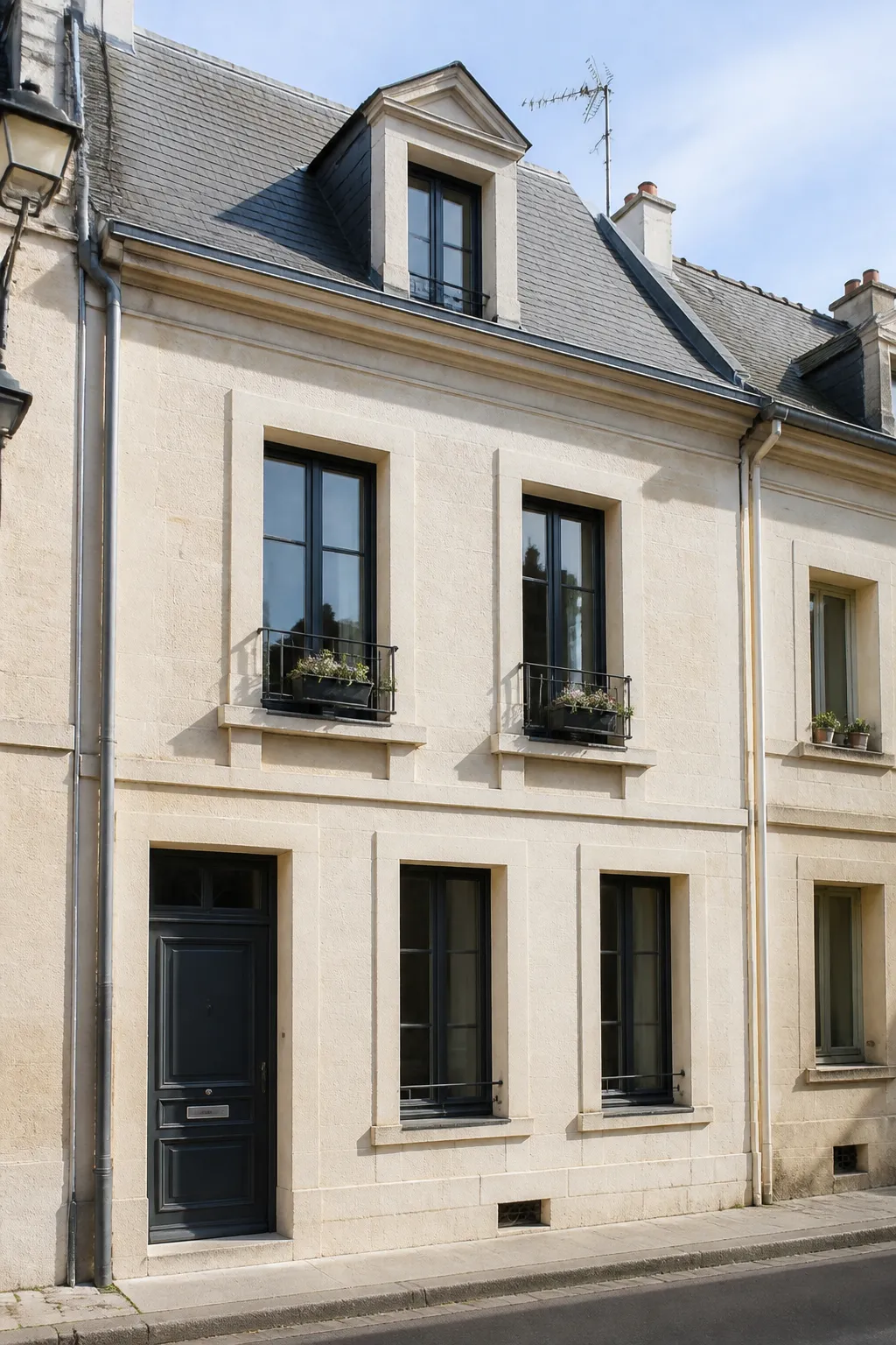 Maison de ville en pierre calcaire avec toit d’ardoise à Châtellerault