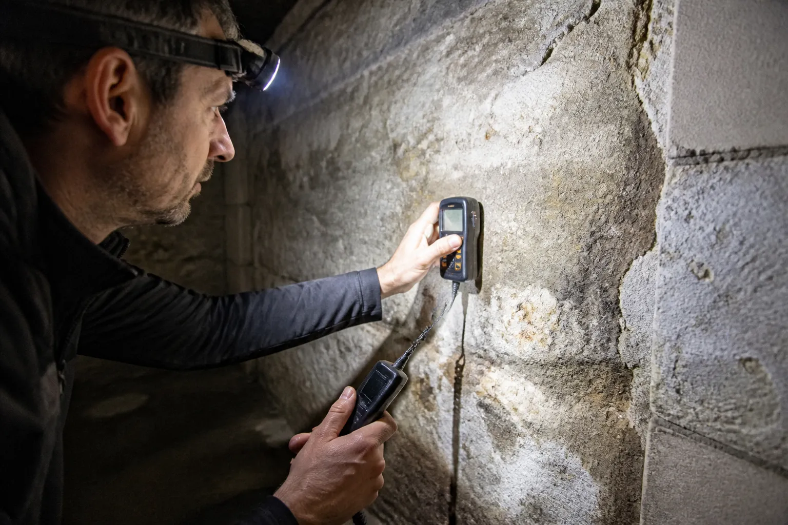 Mesure d’humidité dans une cave d’immeuble