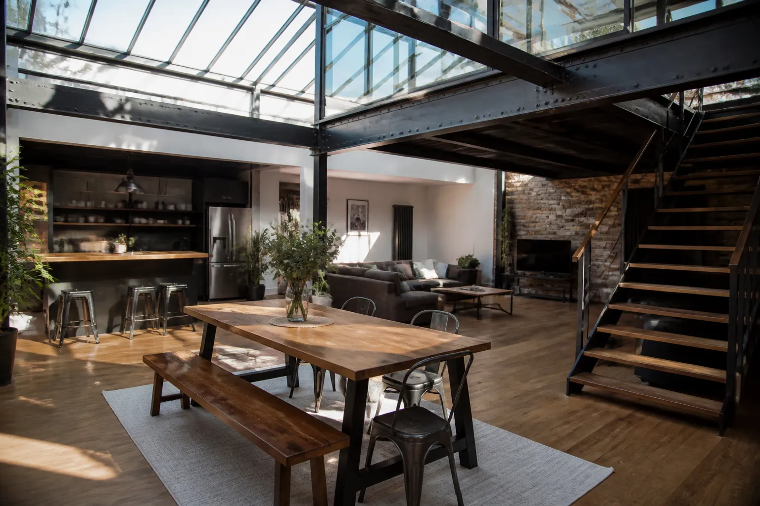 Ancien atelier transformé en logement avec verrière