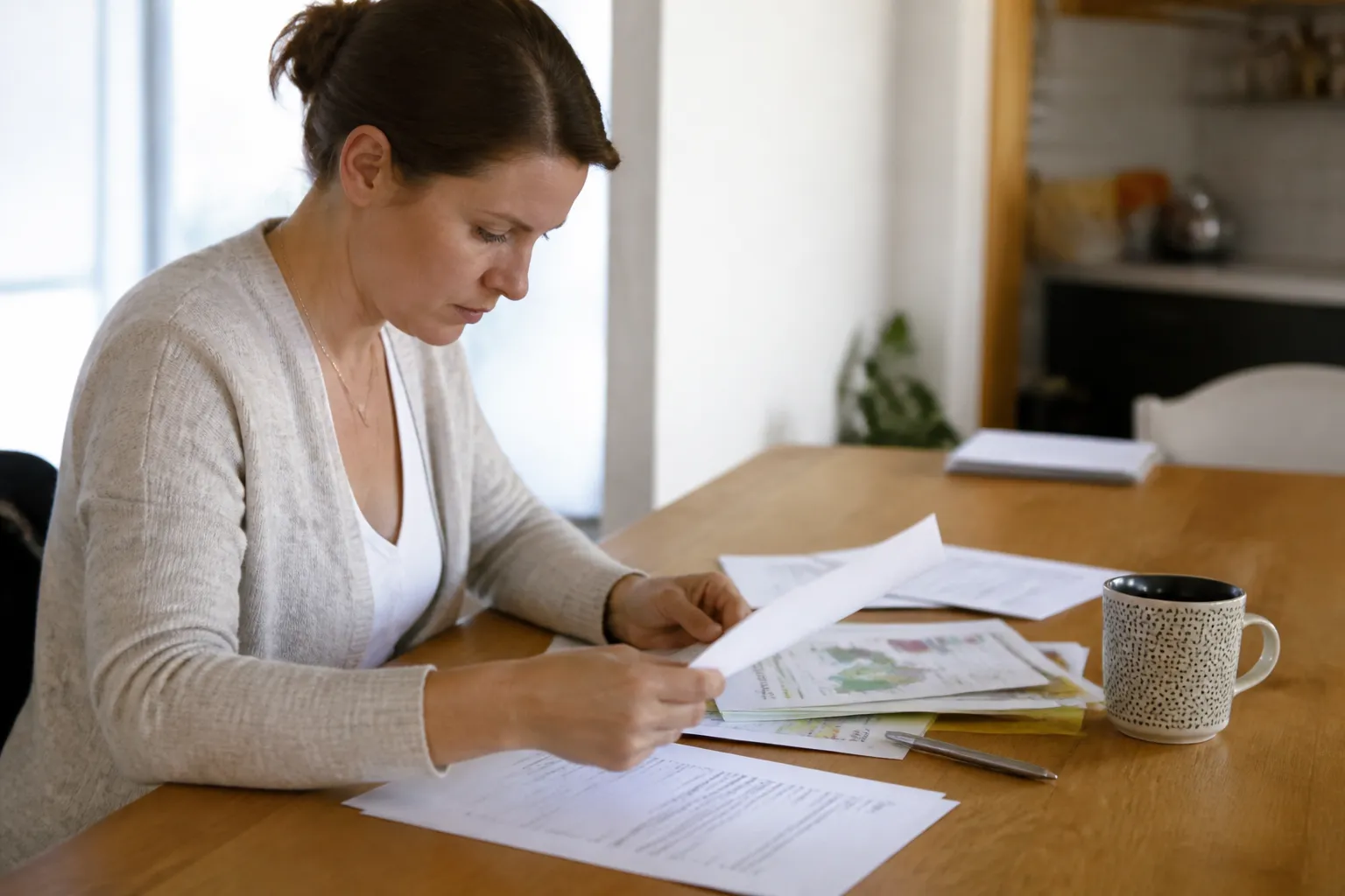 Acheteur lisant un état des risques avant la signature