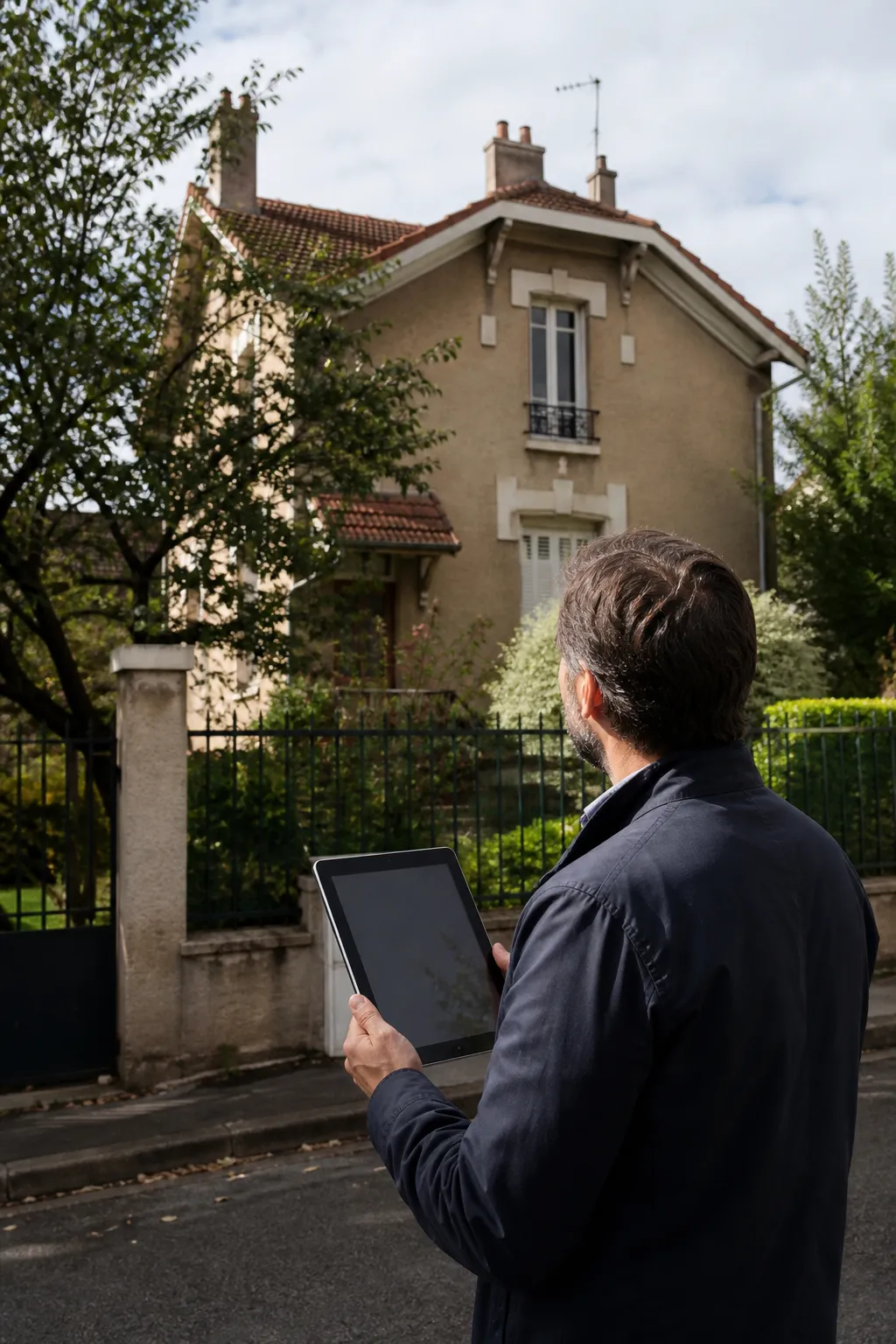 Expert en bâtiment devant un pavillon avec jardin à Champigny-sur-Marne