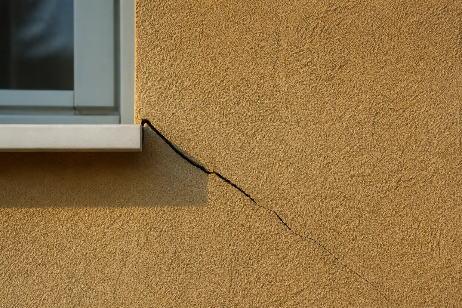 Fissure en biais à l’angle d’une fenêtre sur une maison individuelle