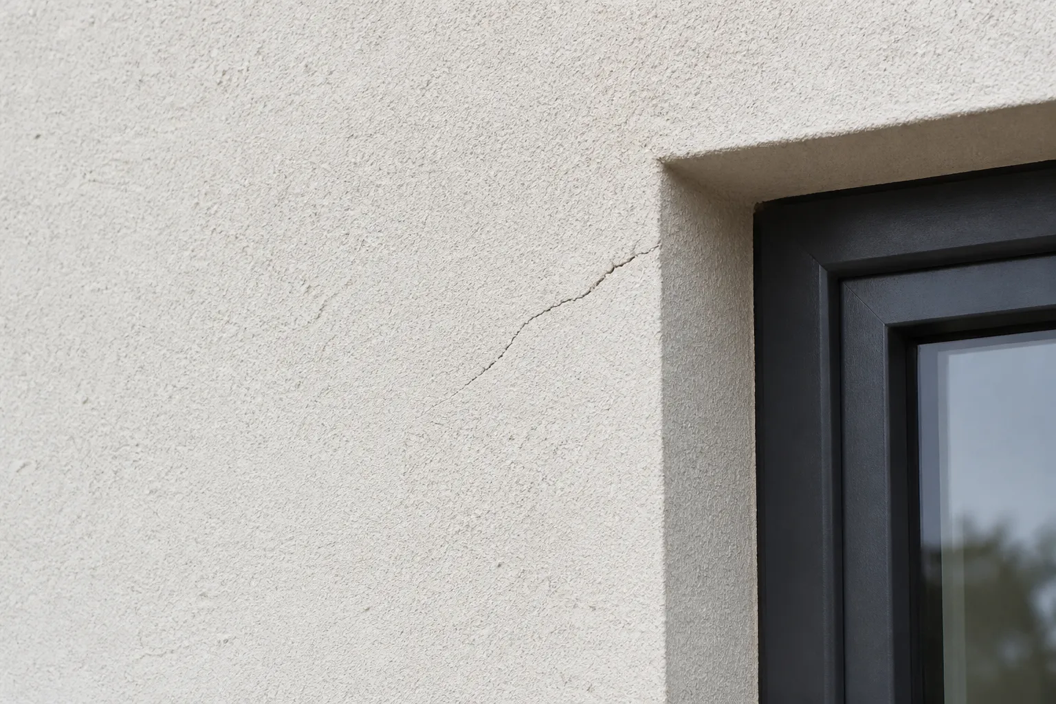 Fissure sur une façade enduite au droit d’une fenêtre