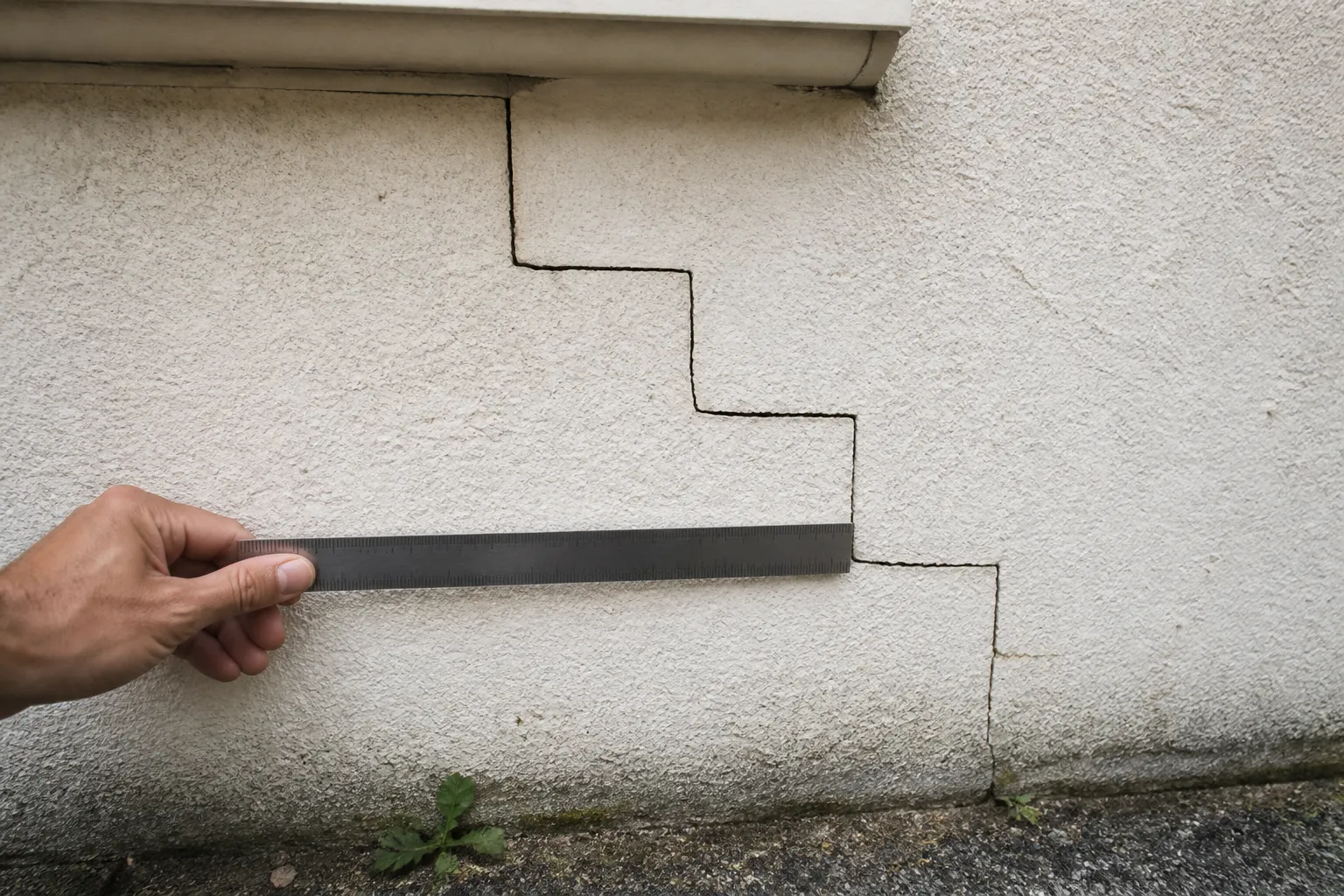 Fissure en escalier sur un mur de maison relevée par un expert