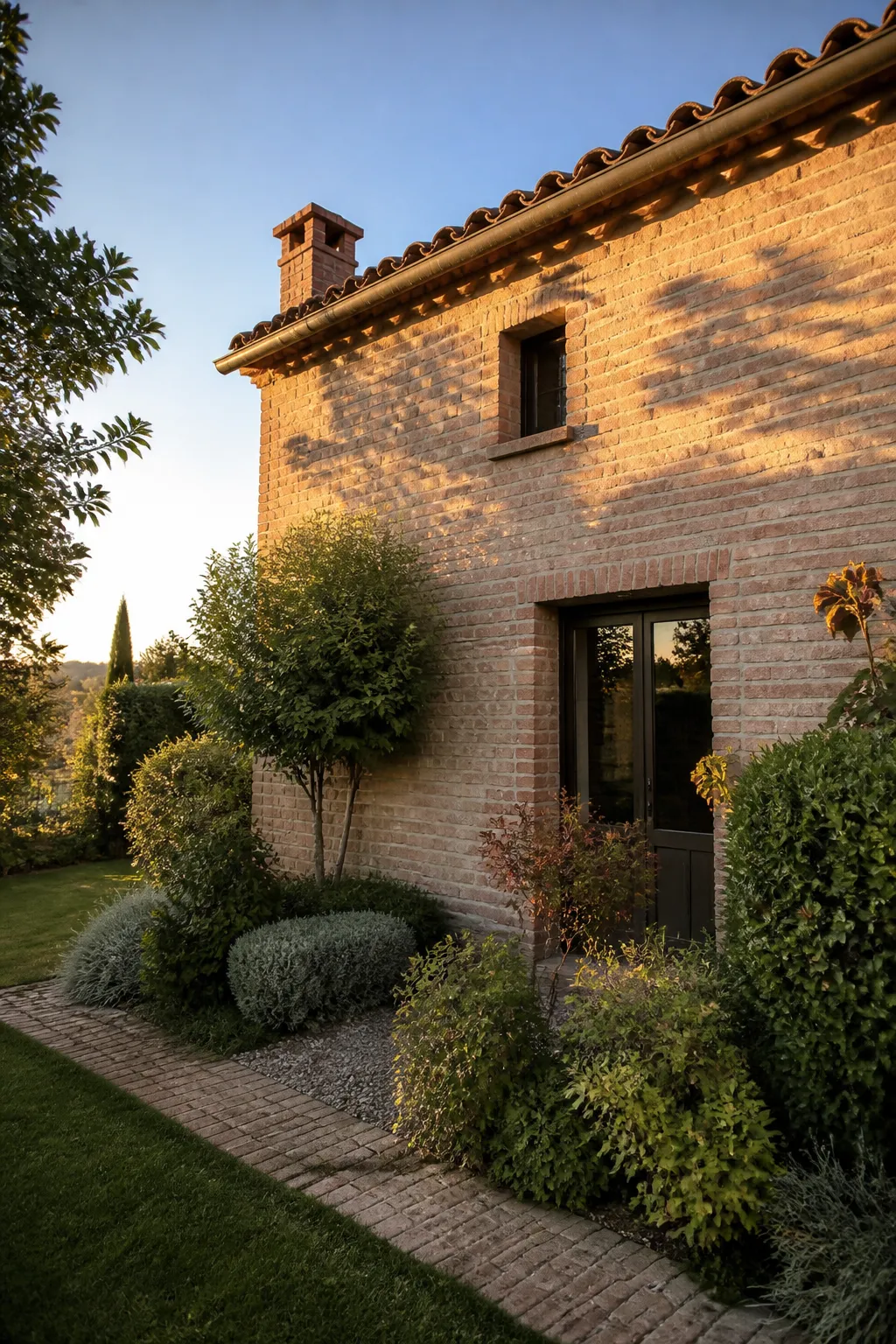 Maison en brique rose avec jardin dans la périphérie toulousaine