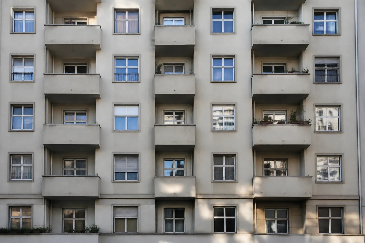 Façade d’immeuble d’après-guerre en centre-ville