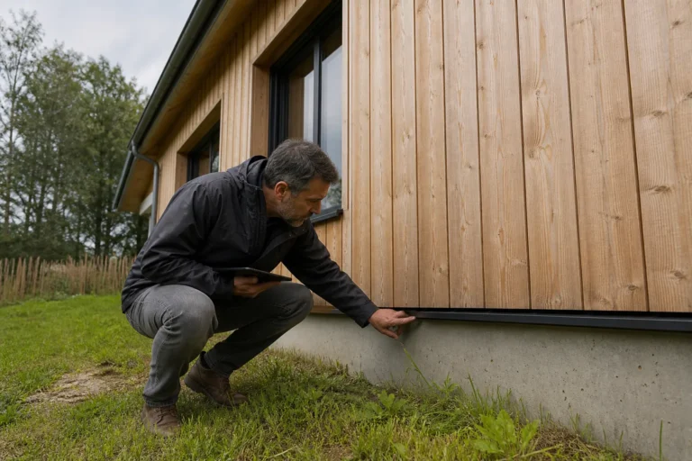 Maison contemporaine à ossature bois avec bardage et expert