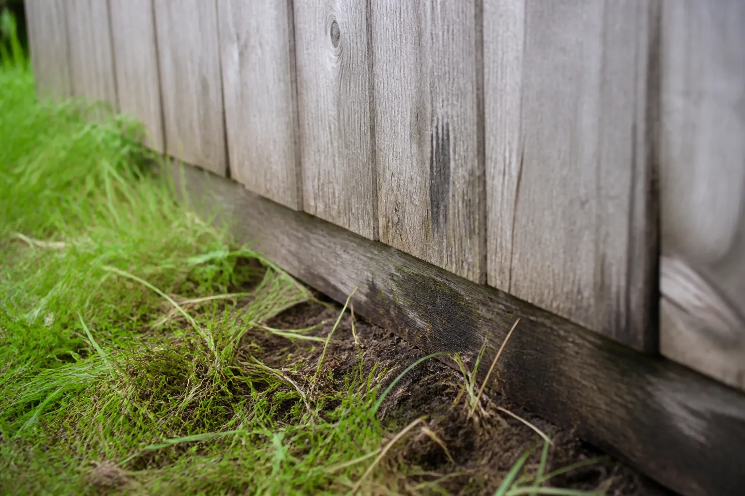 Pied de mur d'une maison bois avec bardage proche du sol