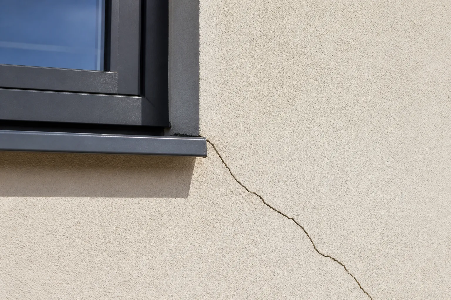 Fissure sur l'enduit d'une maison récente