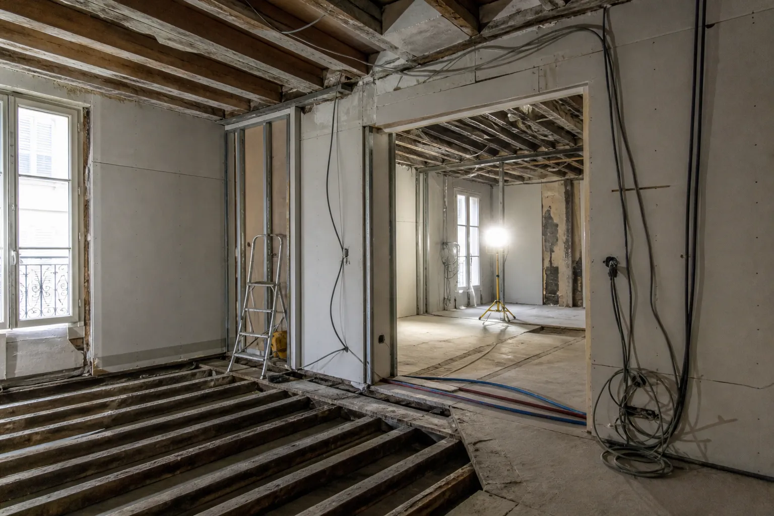 Chantier de rénovation rapide dans un appartement ancien