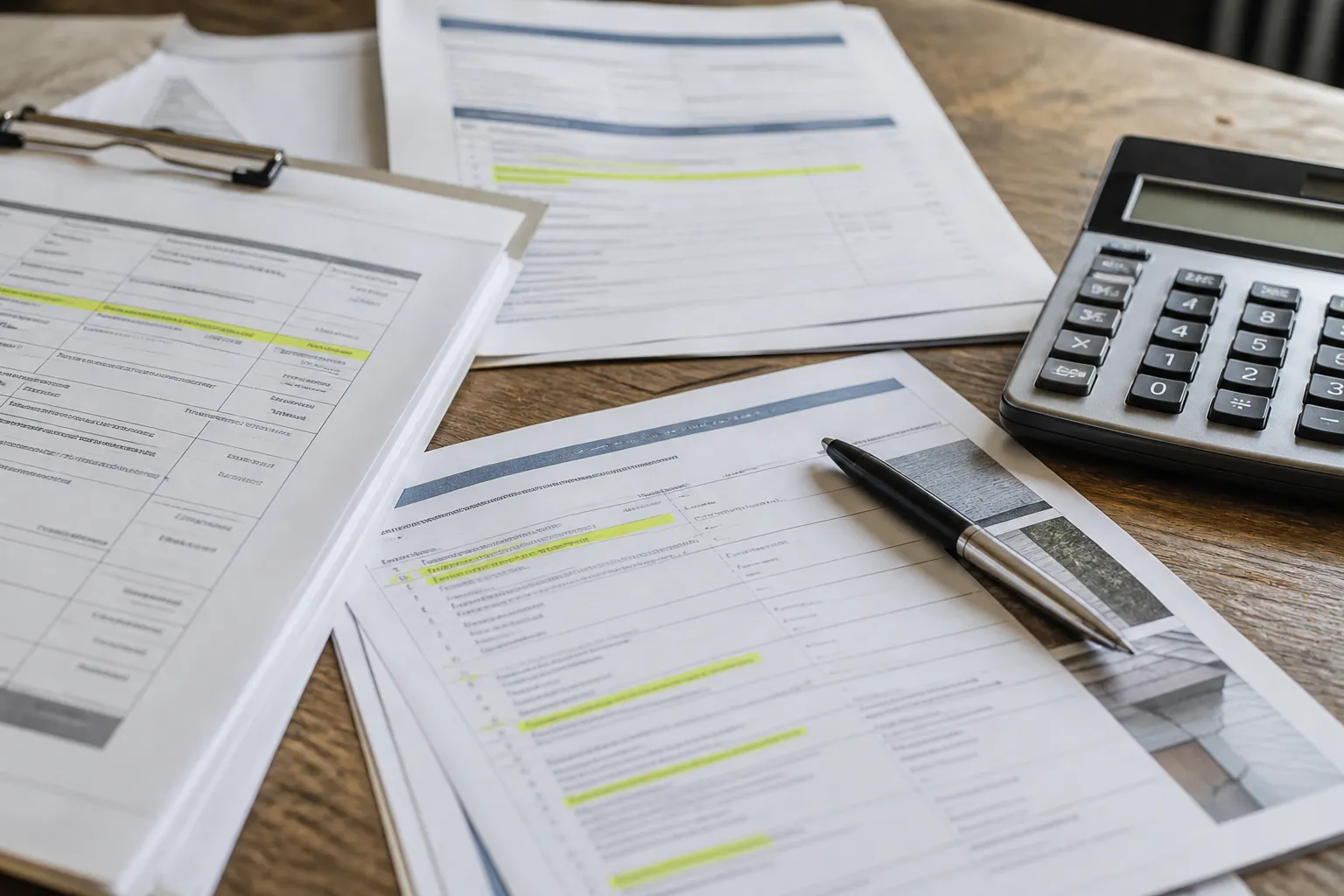 Devis de travaux et rapport d'expertise sur une table