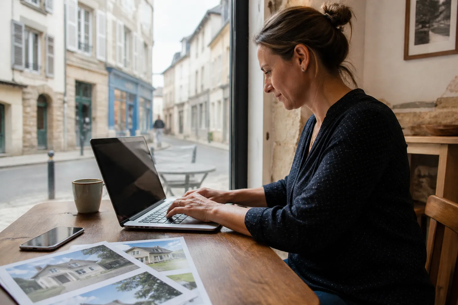 Acheteuse rédigeant une offre d'achat après une visite